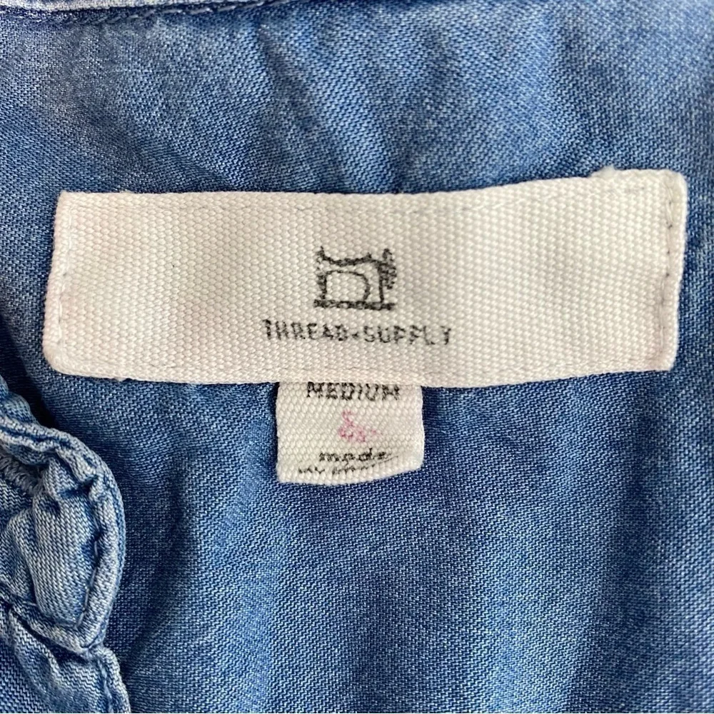 Thread & Supply Star Print Chambray Button Down Top